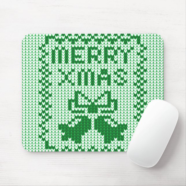 Ugly sweater pattern jingle bells and Merry Xmas w Mouse Pad (With Mouse)