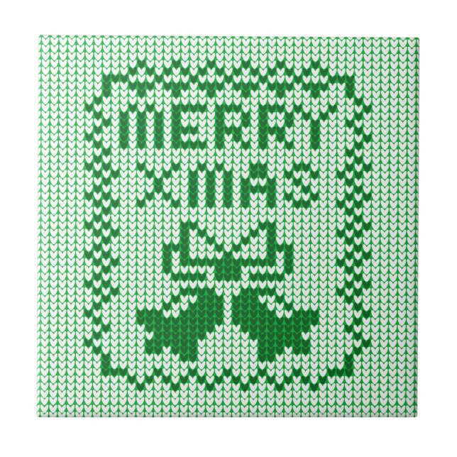 Ugly sweater pattern jingle bells and Merry Xmas w Tile (Front)