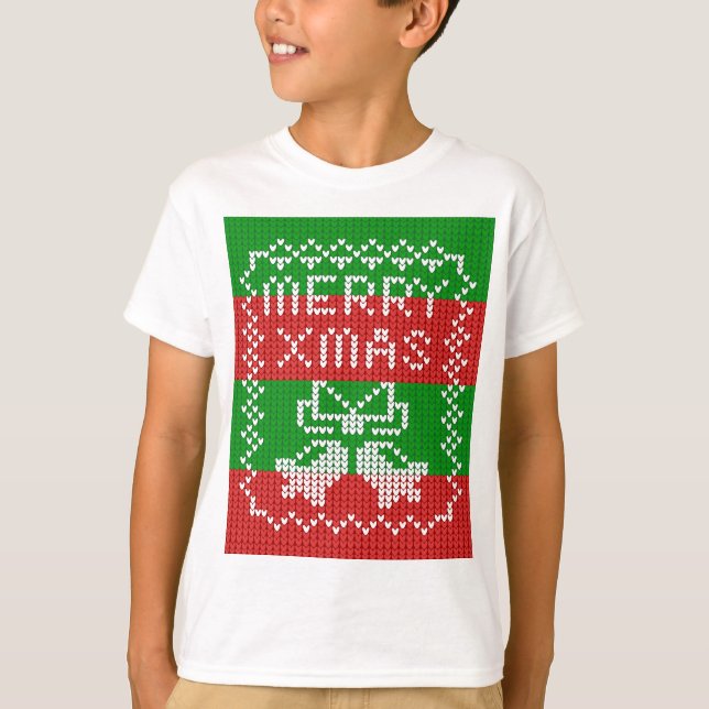 Ugly sweater pattern jingle bells Merry Xmas yarn (Front)
