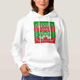 Ugly sweater pattern jingle bells Merry Xmas yarn