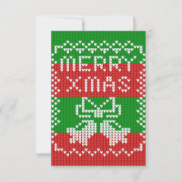 Ugly sweater pattern jingle bells Merry Xmas yarn