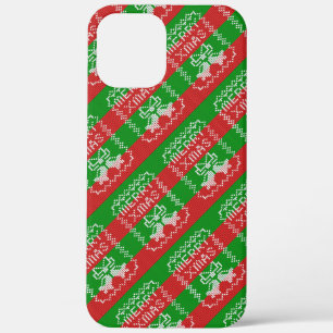 Ugly sweater pattern jingle bells Merry Xmas yarn iPhone 12 Pro Max Case