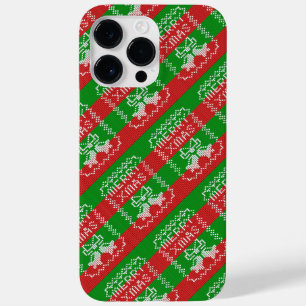 Ugly sweater pattern jingle bells Merry Xmas yarn Case-Mate iPhone 14 Pro Max Case