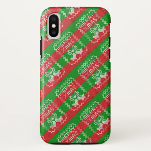 Ugly sweater pattern jingle bells Merry Xmas yarn Case-Mate iPhone Case