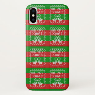 Ugly sweater pattern jingle bells Merry Xmas yarn Case-Mate iPhone Case