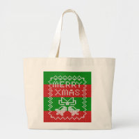 Ugly sweater pattern jingle bells Merry Xmas yarn