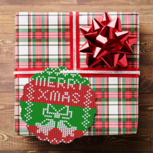 Ugly sweater pattern jingle bells Merry Xmas yarn Tree Decoration Card
