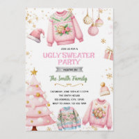 Ugly sweater pink theme invitation