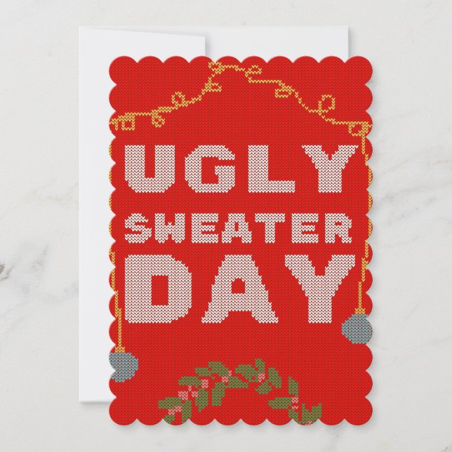 Ugly sweater red poster invitation (Front)