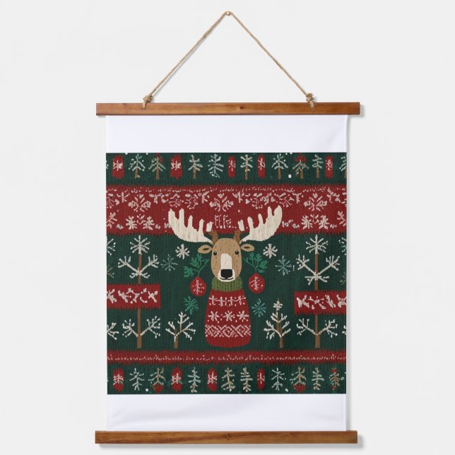 Ugly sweater reindeer hanging tapestry (Front)