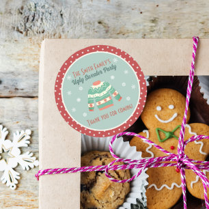Ugly Sweater Retro Holiday Party Favour stickers