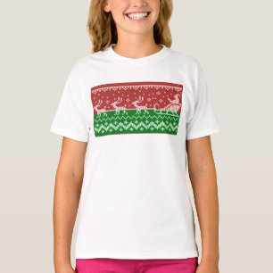 Ugly sweater Santa Claus sleigh and reindeers