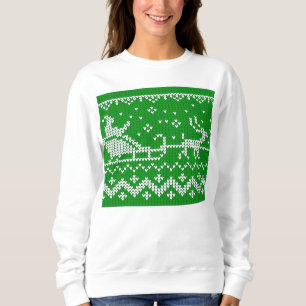 Ugly sweater Santa Claus sleigh and reindeers