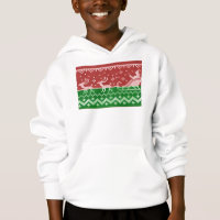 Ugly sweater Santa Claus sleigh and reindeers