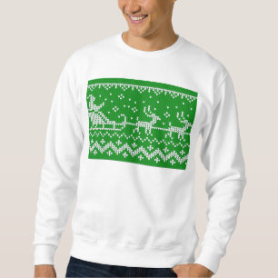 Ugly sweater Santa Claus sleigh and reindeers