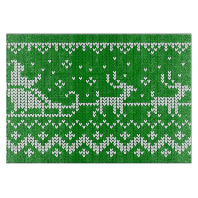 Ugly sweater Santa Claus sleigh and reindeers Cutting Board (Front)