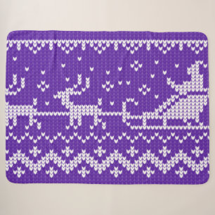 Ugly sweater Santa Claus sleigh and reindeers Sherpa Blanket