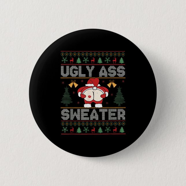 Ugly Sweater Santa Merry Christmas Funny Pajamas X 6 Cm Round Badge (Front)
