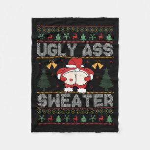 Ugly Sweater Santa Merry Christmas Funny Pajamas X Fleece Blanket