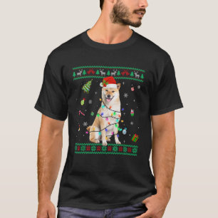 Ugly Sweater Shiba Inu Dog Christmas Lights Santa