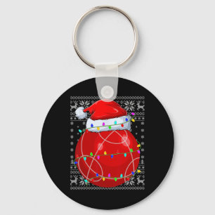Ugly Sweater Sports Player Santa Hat Bocce Ll Chri Key Ring