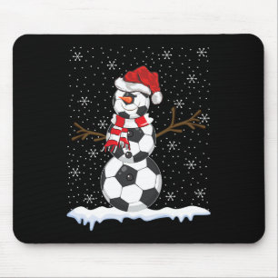 Ugly Sweater Style Snowman Soccer Byll Christmas  Mouse Pad