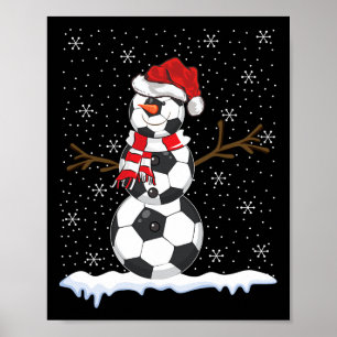 Ugly Sweater Style Snowman Soccer Byll Christmas  Poster