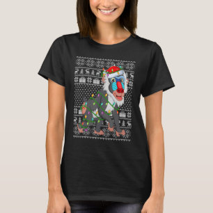 Ugly Sweater Style Xmas Lights Santa Baboon Christ
