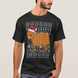Ugly Sweater Style Xmas Lights Santa Capybara Chri
