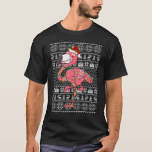 Ugly Sweater Style Xmas Lights Santa Flamingo Bird