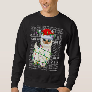 Ugly Sweater Style Xmas Lights Santa Llama Christm