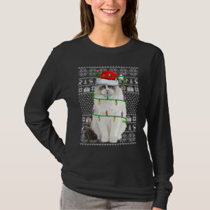 Ugly Sweater Style Xmas Lights Santa Ragdoll Chris