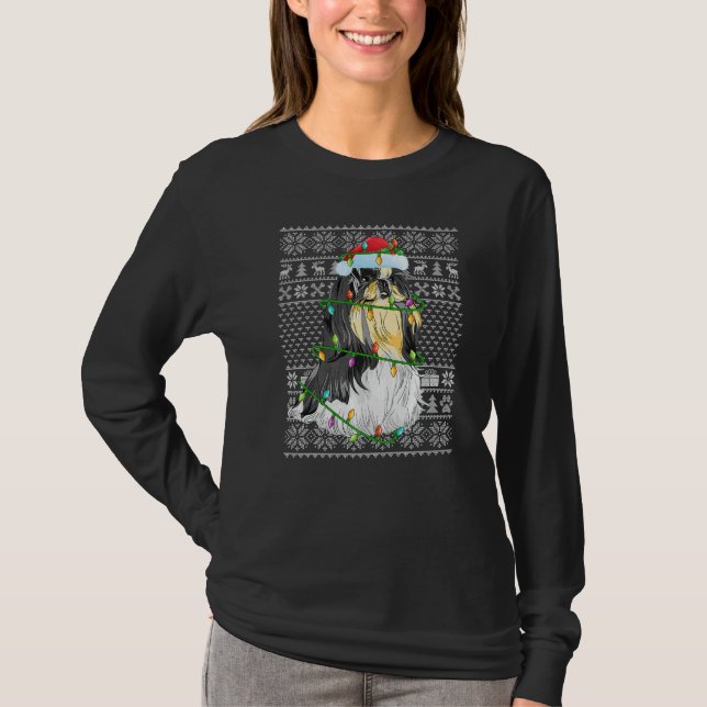 Ugly Sweater Style Xmas Lights Santa Shih Tzu Dog  (Front)