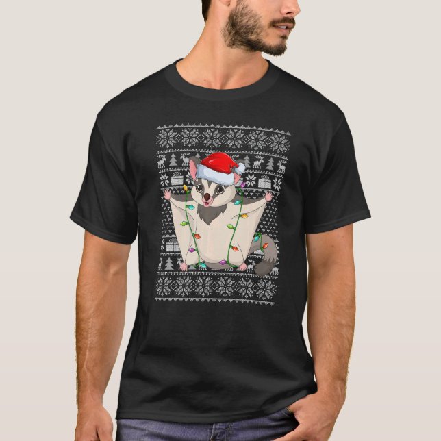 Ugly Sweater Style Xmas Lights Santa Sugar Glider  (Front)