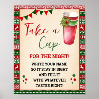 Ugly Sweater Take a Cup for the Night Sign
