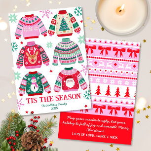 Ugly Sweater Tis The Season Family Christmas Holiday Card