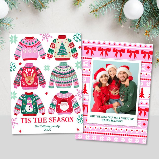 Ugly Sweater Tis The Season Family Photo Holiday Card (Ugly Sweater Tis The Season Family Photo Holiday Card)