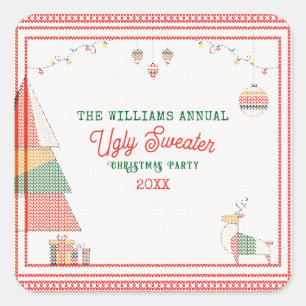 Ugly Sweater Ugliest Contest Christmas Holiday Square Sticker