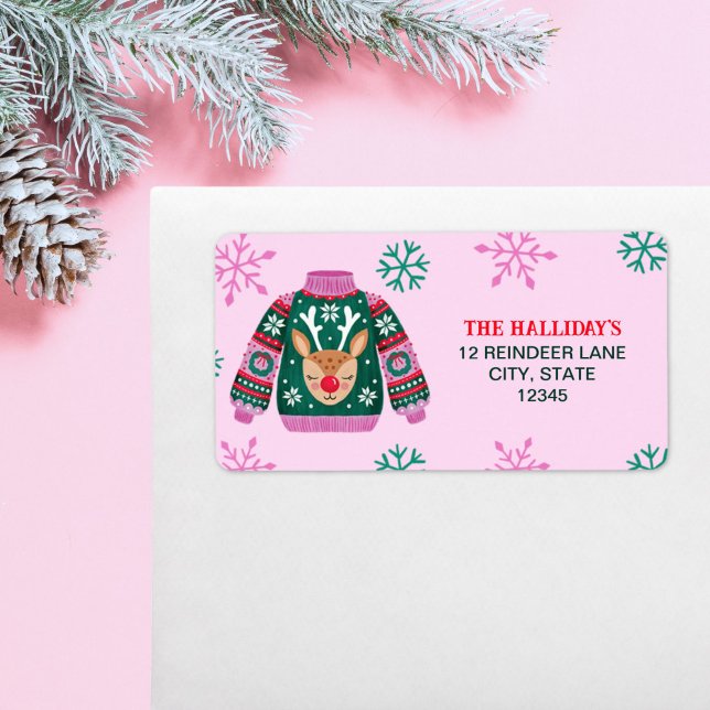 Ugly Sweater with Reindeer and Snowflakes  Label (Ugly Sweater with Reindeer and Snowflakes Label)