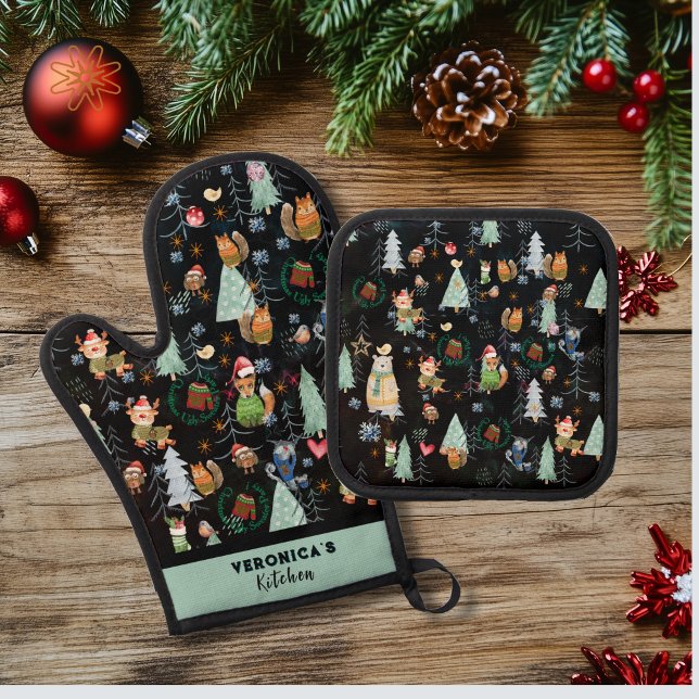Ugly Sweater Woodland Animals Oven Mitt & Pot Holder Set (Ugly Sweater Woodland Animals Oven Mitt & Pot Holder Set)