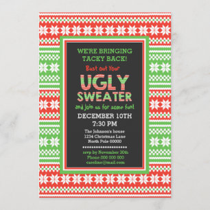 Ugly Sweater Word Art Christmas Party Invitation