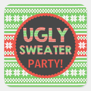 Ugly Sweater Word Art Christmas Party Sticker