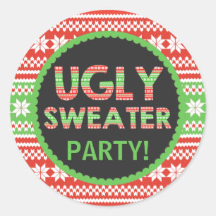Ugly Sweater Word Art Christmas Party Sticker