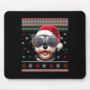 Ugly Sweater X-mas Santa Miniature Schnauzer Dog C Mouse Pad