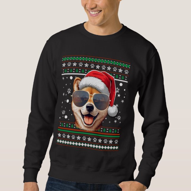 Ugly Sweater X-mas Santa Shiba Inu Dog Christmas (Front)