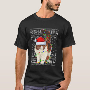 Ugly Sweater Xmas Lights Santa Hat Persian Cat Chr