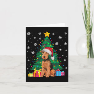 Ugly Sweater Xmas Tree Lights Airedale Terrier Dog Card