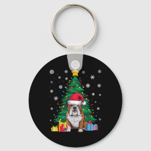 Ugly Sweater Xmas Tree Lights American Bulldog San Key Ring