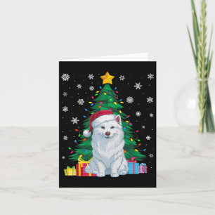 Ugly Sweater Xmas Tree Lights American Eskimo Dog Card