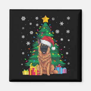 Ugly Sweater Xmas Tree Lights Belgian Malinois Dog Magnet